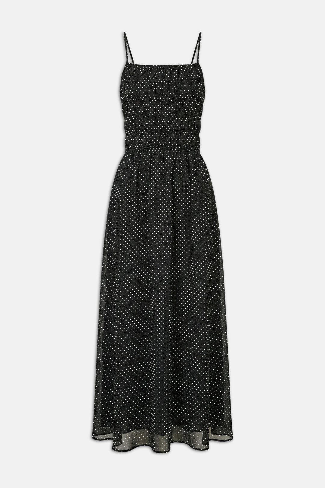 Delta Midi Dress Luxe Drape Noir / Brule Mini Dot