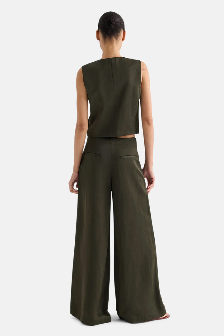 Demie Pant in Coated Viscose Linen Rosen
