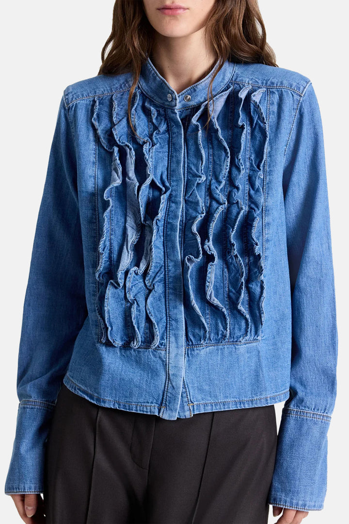 Denim Patti Shirt w/ Snaps in Vintage Wash