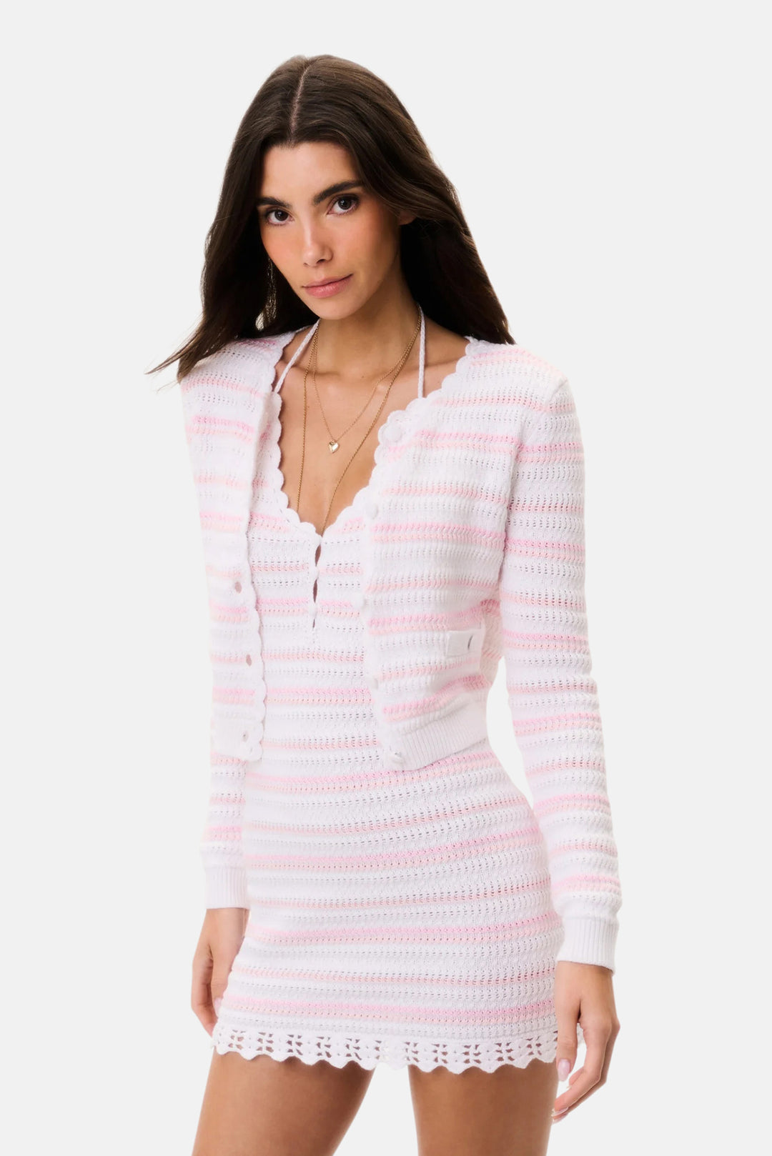 Dessa Cotton Crochet Cardigan Marbella Stripe