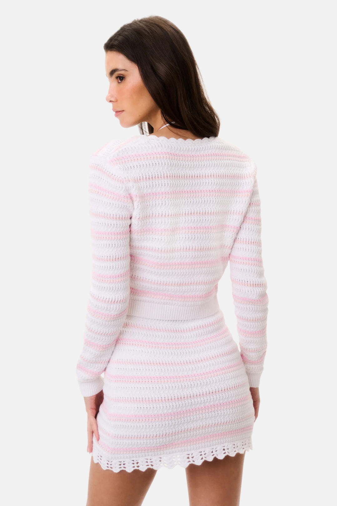 Dessa Cotton Crochet Cardigan Marbella Stripe