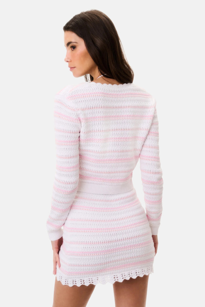 Dessa Cotton Crochet Cardigan Marbella Stripe
