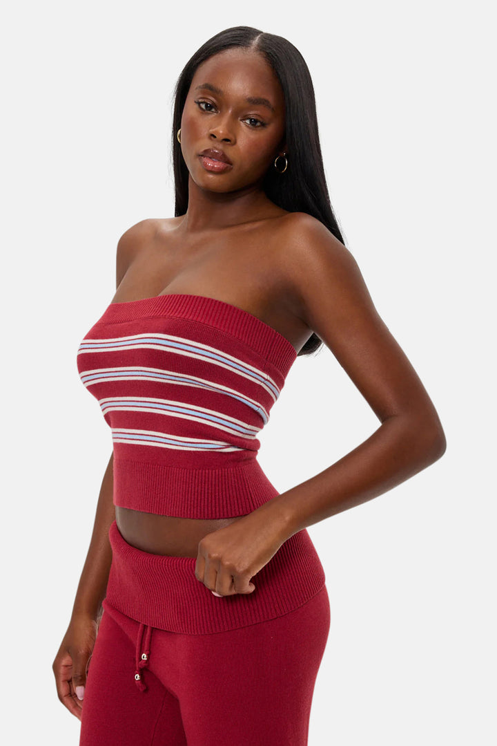 Destiny Knit Tube Top Collegiate Stripe