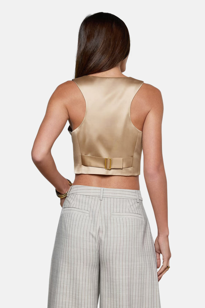 Devony Pinstriped Vest Grey/Tan Pinstripe