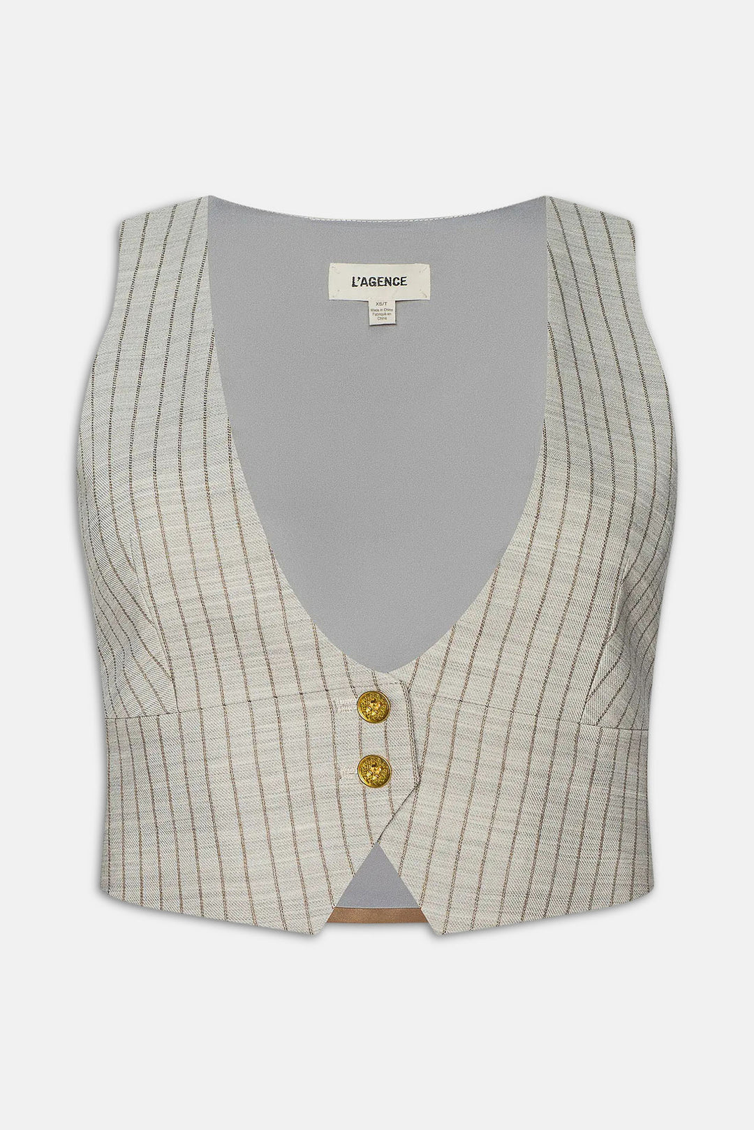 Devony Pinstriped Vest Grey/Tan Pinstripe