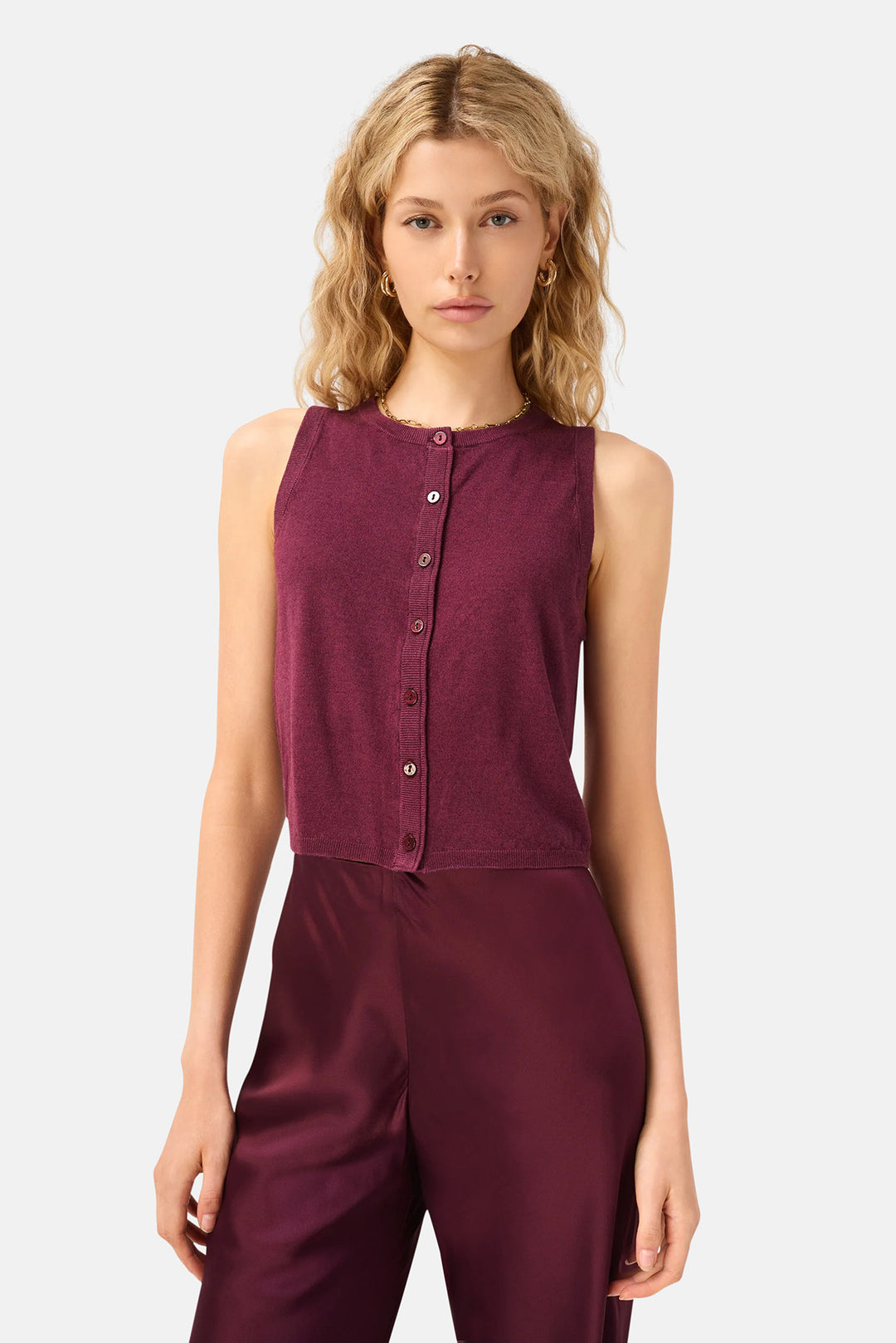 Dia Silk Cashmere Sweater Vest Blackberry
