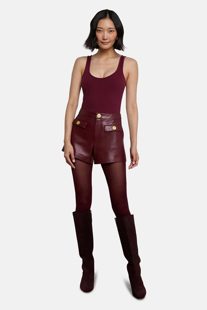 Dionne Vegan Leather Short Black Cherry