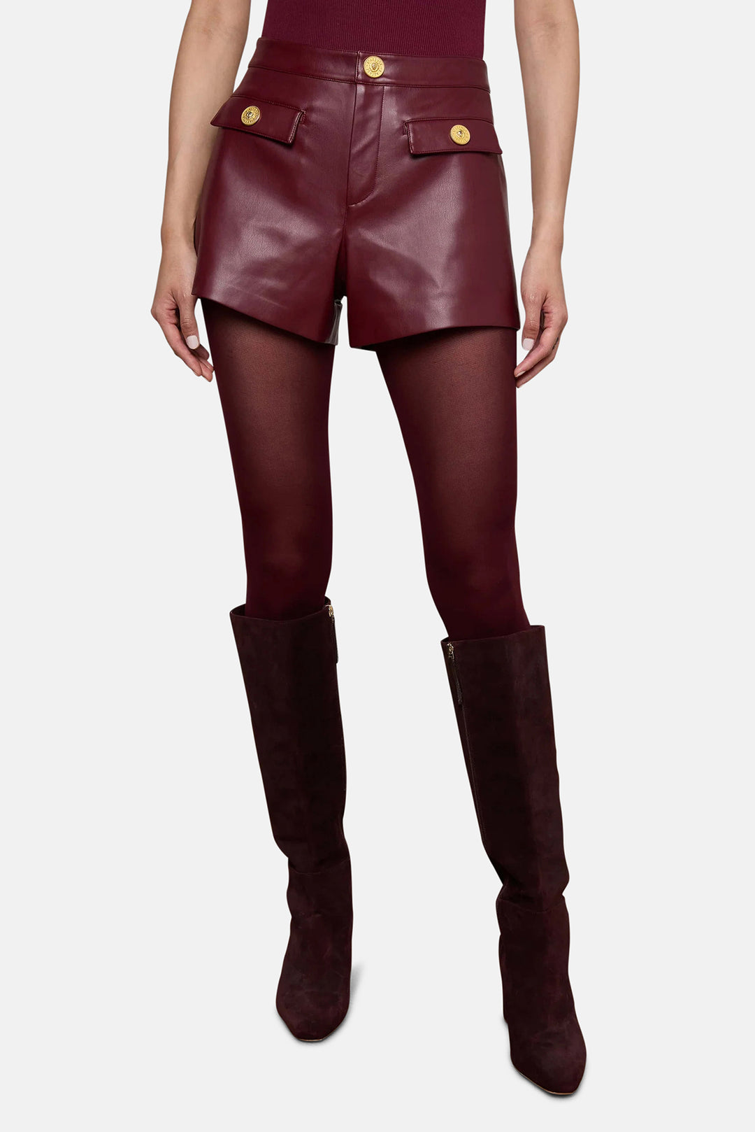 Dionne Vegan Leather Short Black Cherry