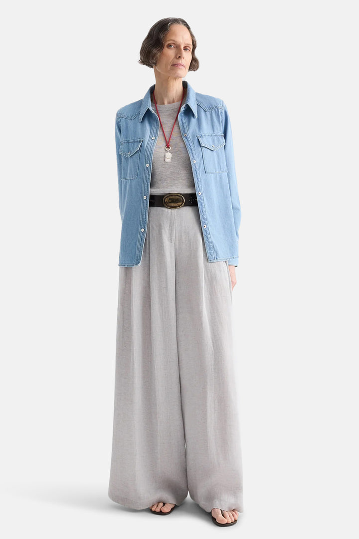 Drew Pant in Linen Light Heather Grey