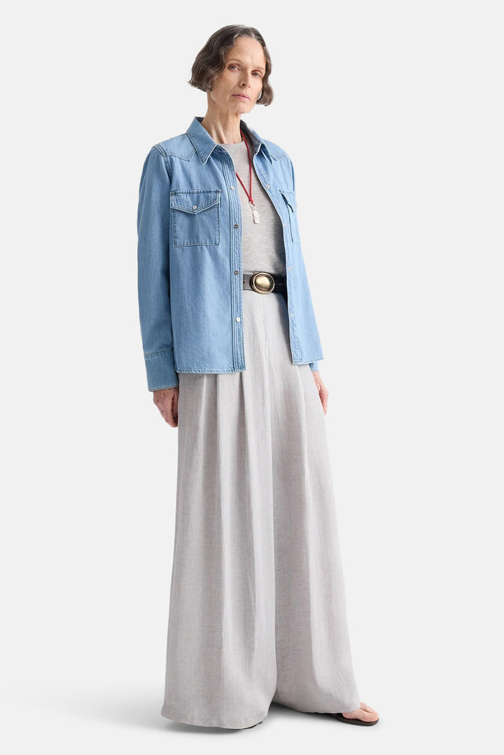 Drew Pant in Linen Light Heather Grey