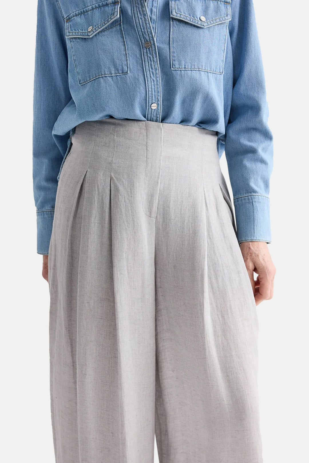 Drew Pant in Linen Light Heather Grey