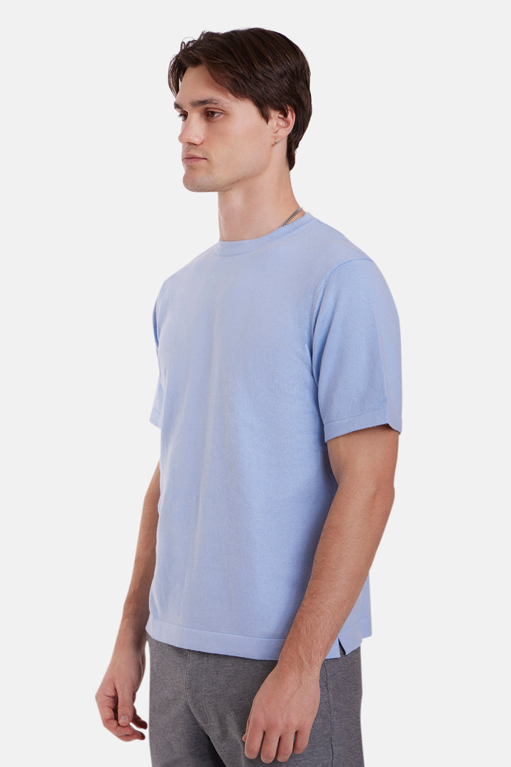 Duane Knit Tee Blue Flax