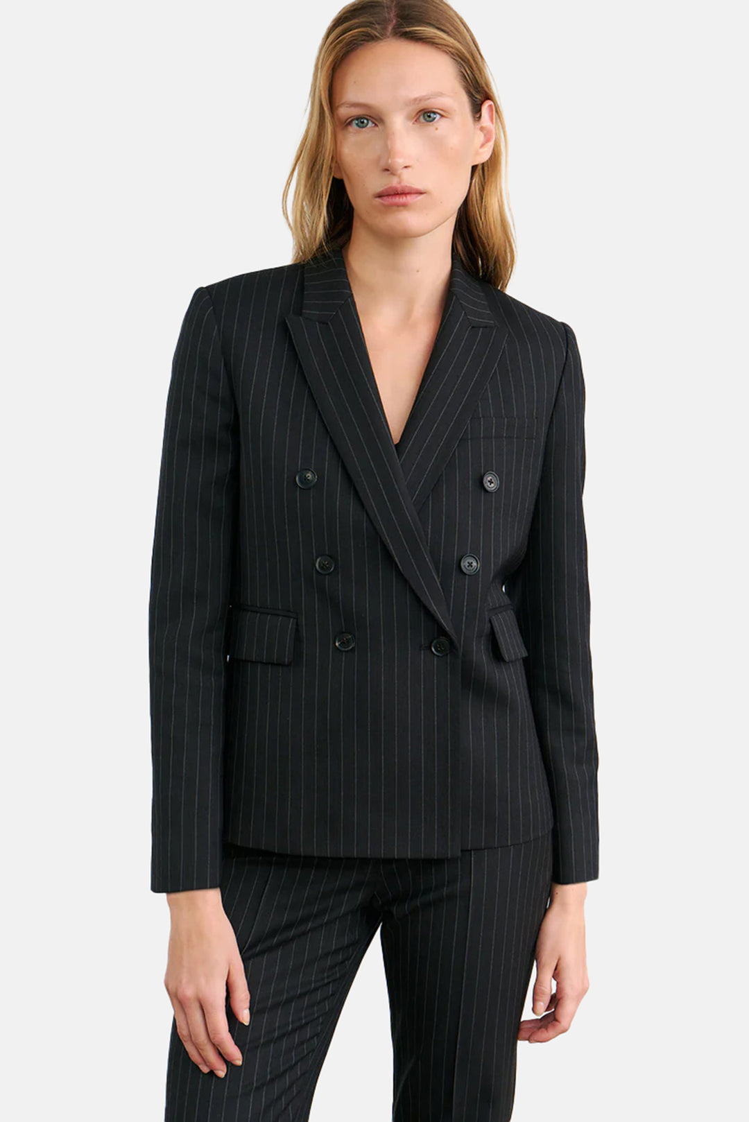 Duran Jacket Dark Charcoal Pinstripe