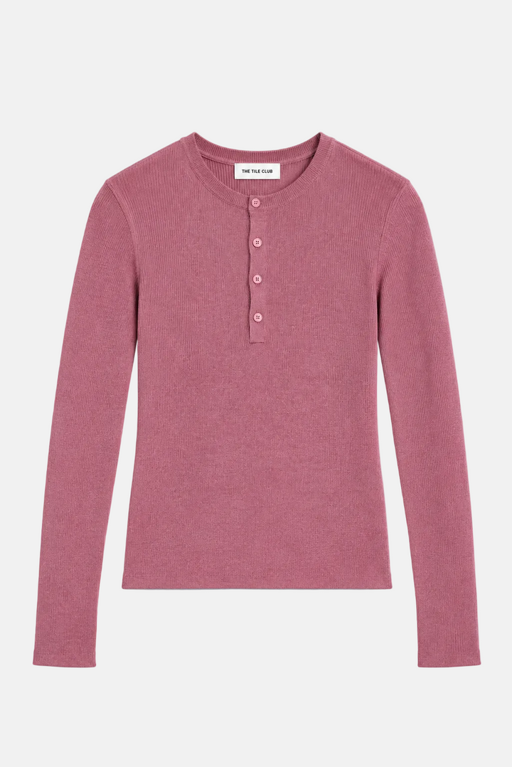 Sylvia Cashmere Henley Sweater Mauve