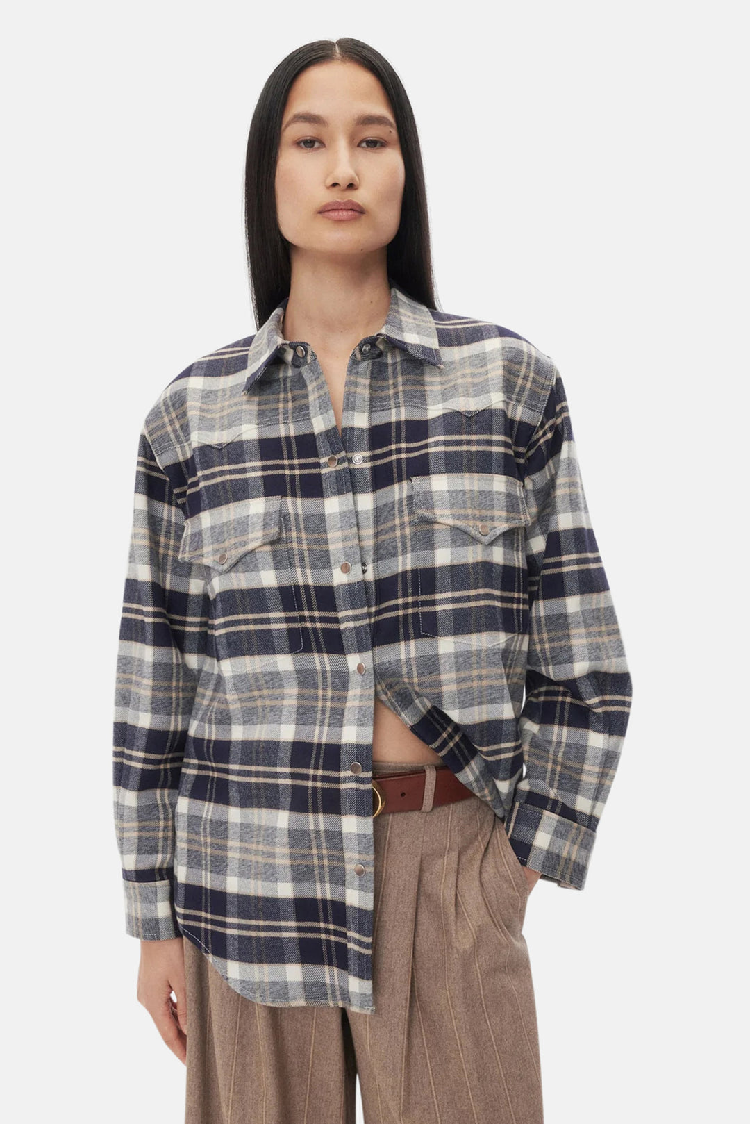 Dutton Shirt In Midnight/Bone/Tobacco