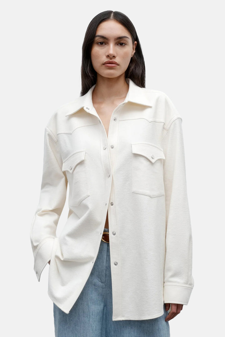 Dutton Shirt in French Terry Ivory