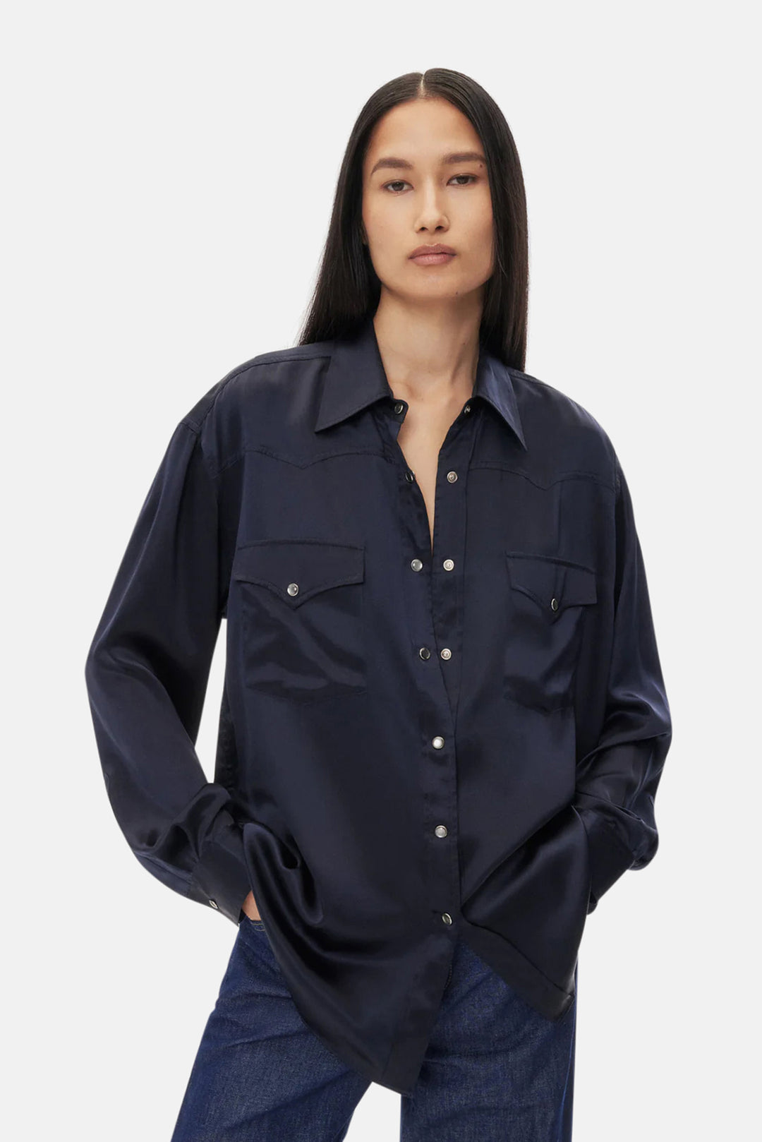 Dutton Shirt in Silk Midnight