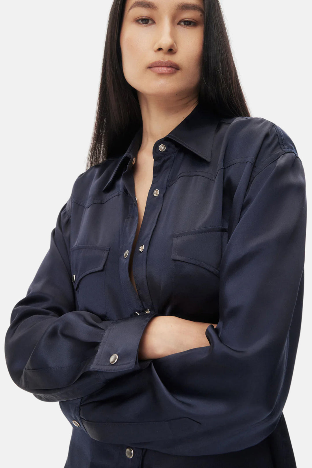 Dutton Shirt in Silk Midnight