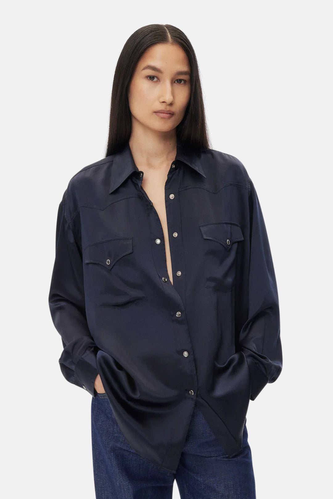 Dutton Shirt in Silk Midnight