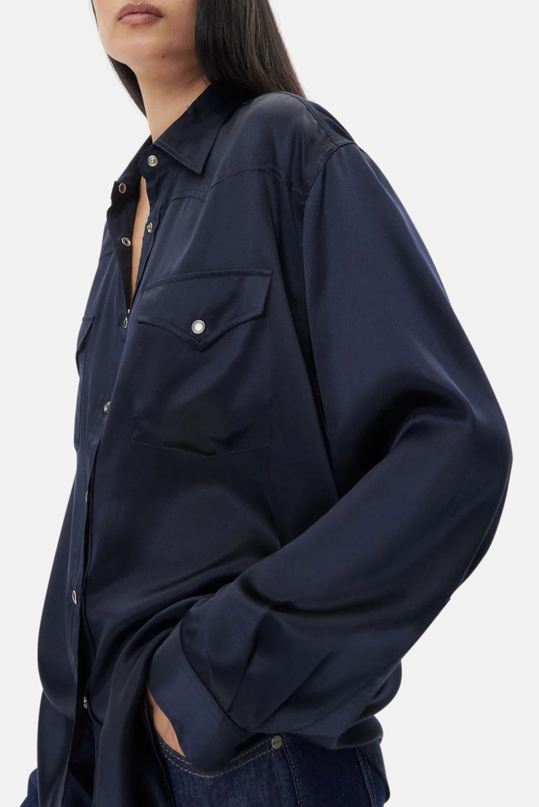 Dutton Shirt in Silk Midnight