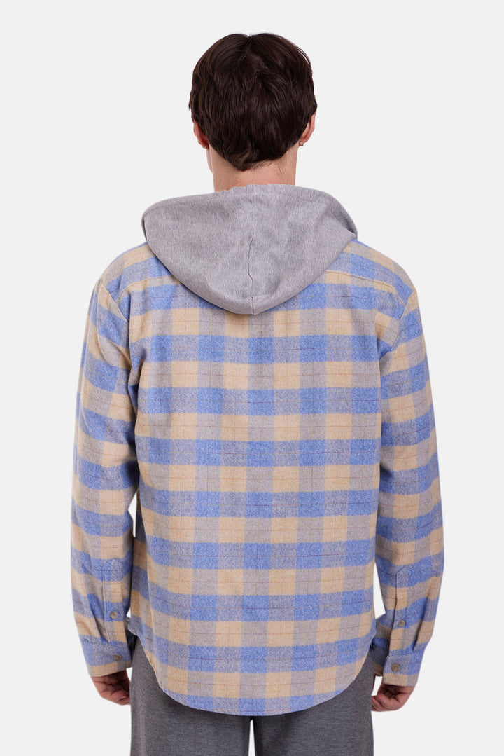 Dylan Brushed Flannel Butter/Blue Plaid w/Grey Hood