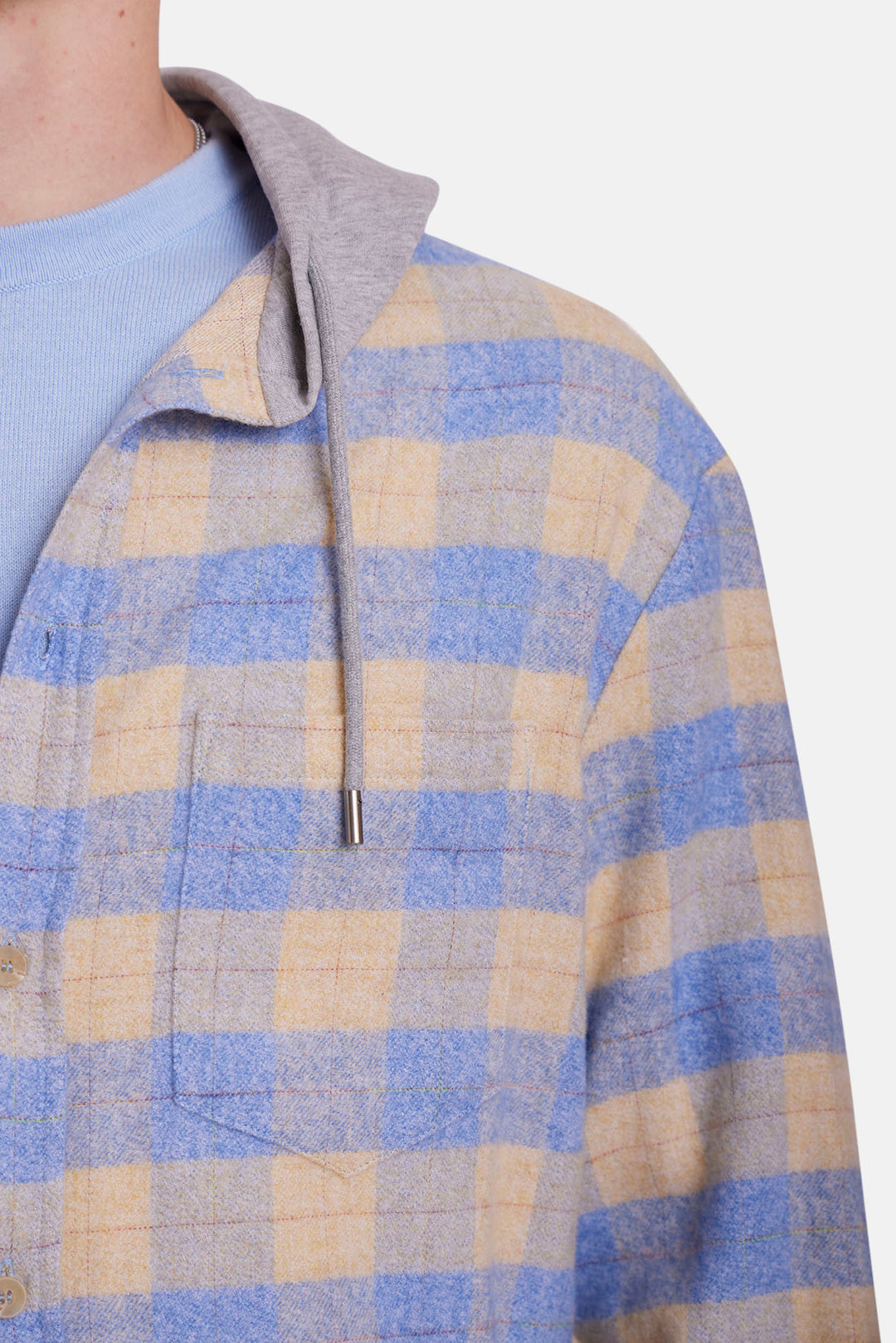 Dylan Brushed Flannel Butter/Blue Plaid w/Grey Hood