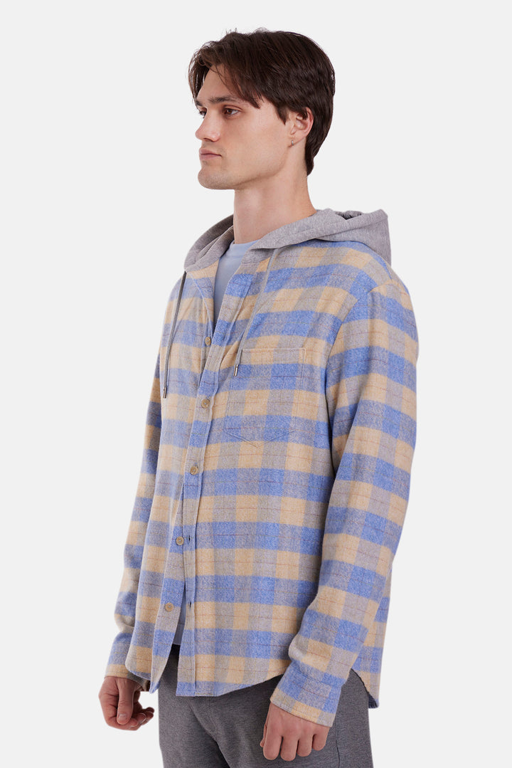Dylan Brushed Flannel Butter/Blue Plaid w/Grey Hood