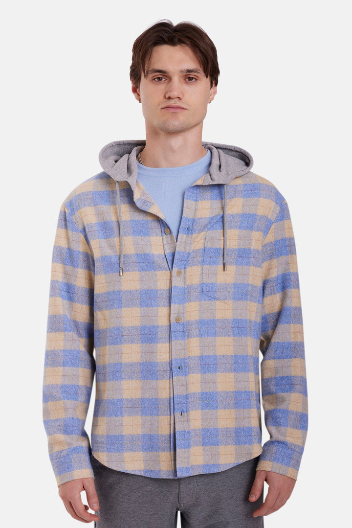 Dylan Brushed Flannel Butter/Blue Plaid w/Grey Hood