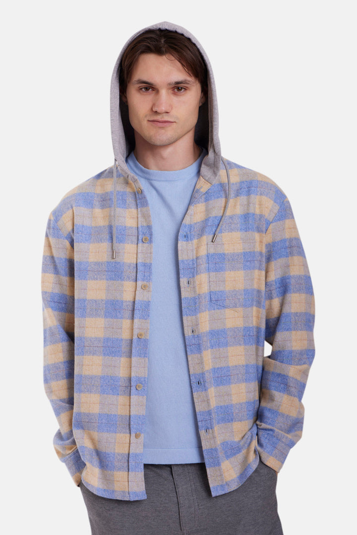 Dylan Brushed Flannel Butter/Blue Plaid w/Grey Hood