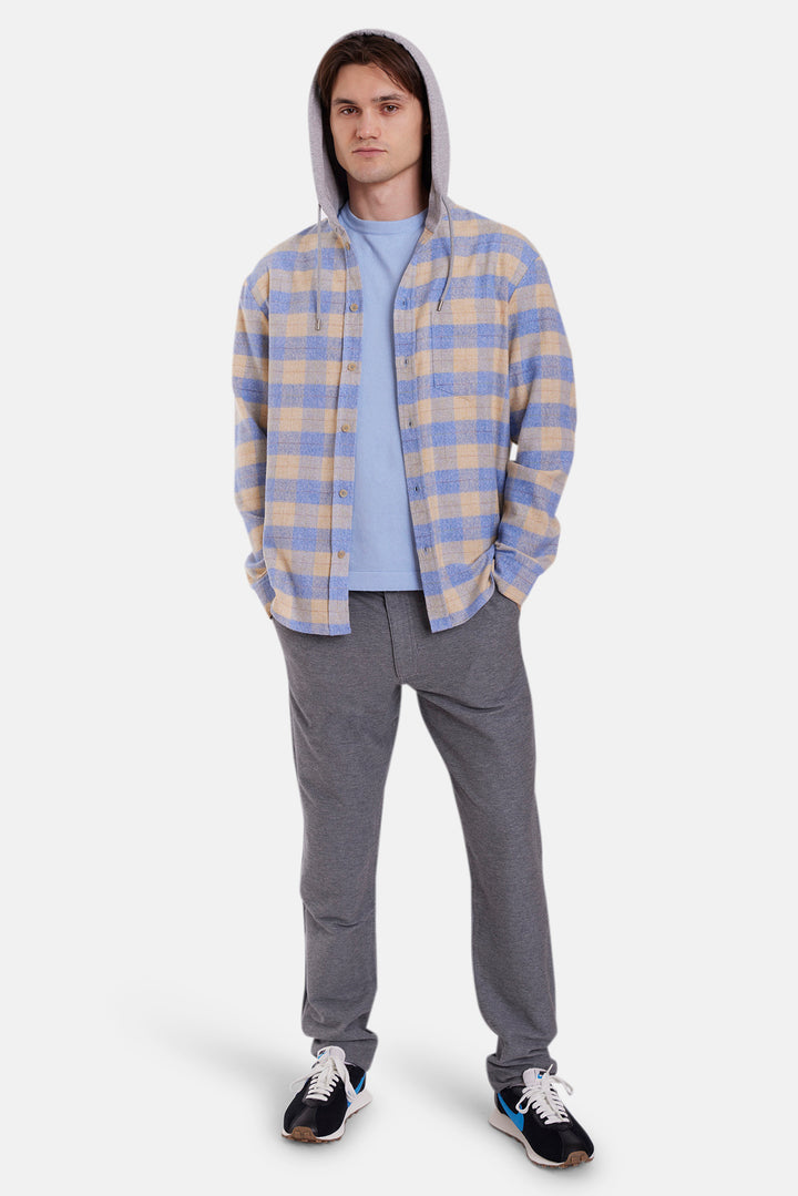Dylan Brushed Flannel Butter/Blue Plaid w/Grey Hood