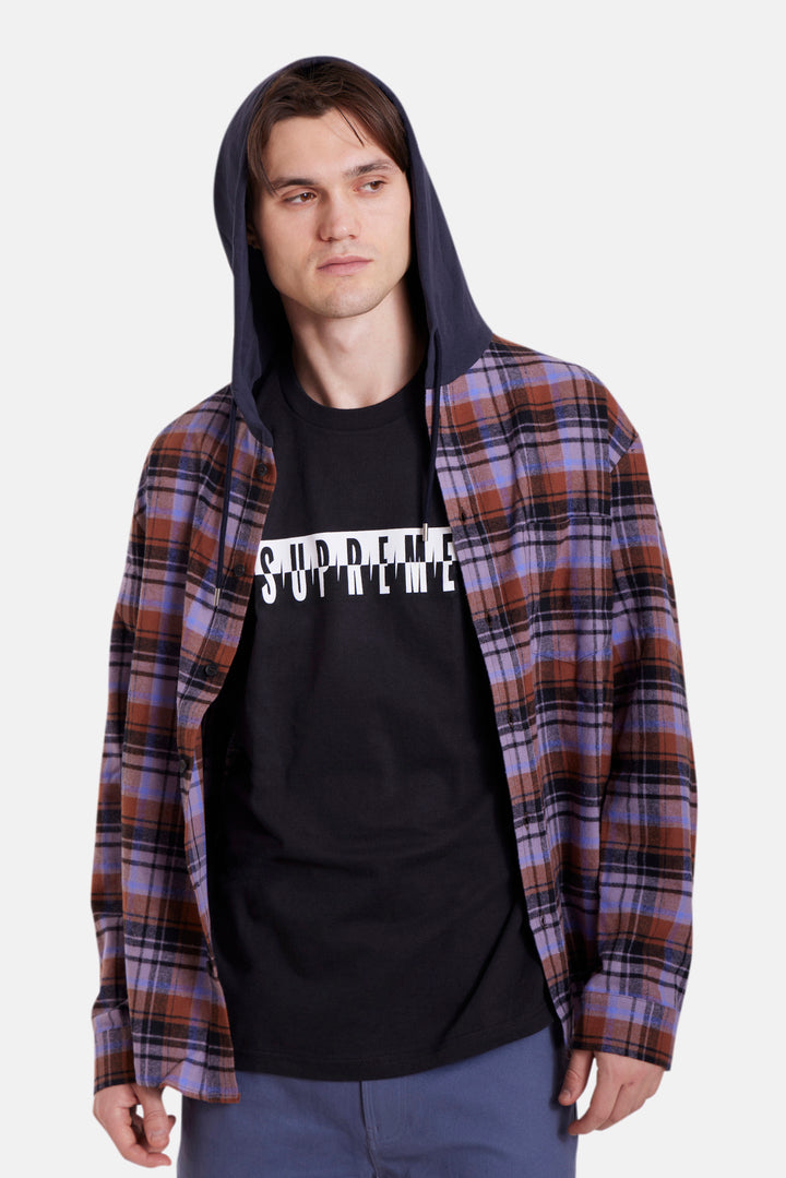 Dylan Brushed Flannel Purple/Blue Plaid w/Navy Hood