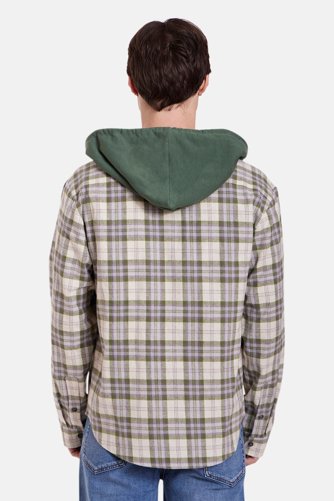 Dylan Flannel Olive/Cream Plaid w/Green Hood