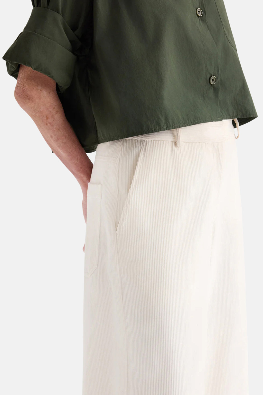 Dylan Pant in Corduroy White