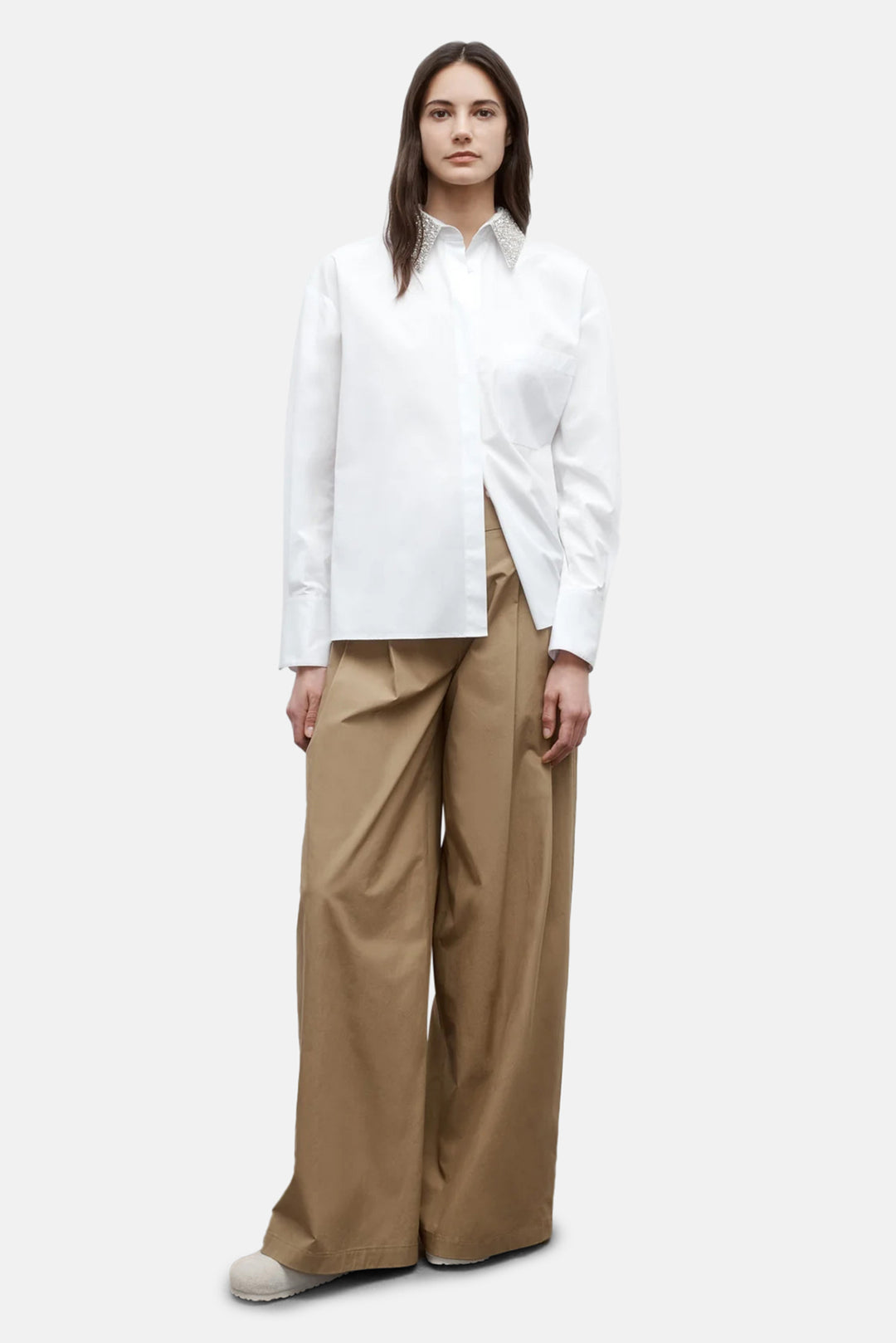 E.B. with Crystal Collar Shirt White