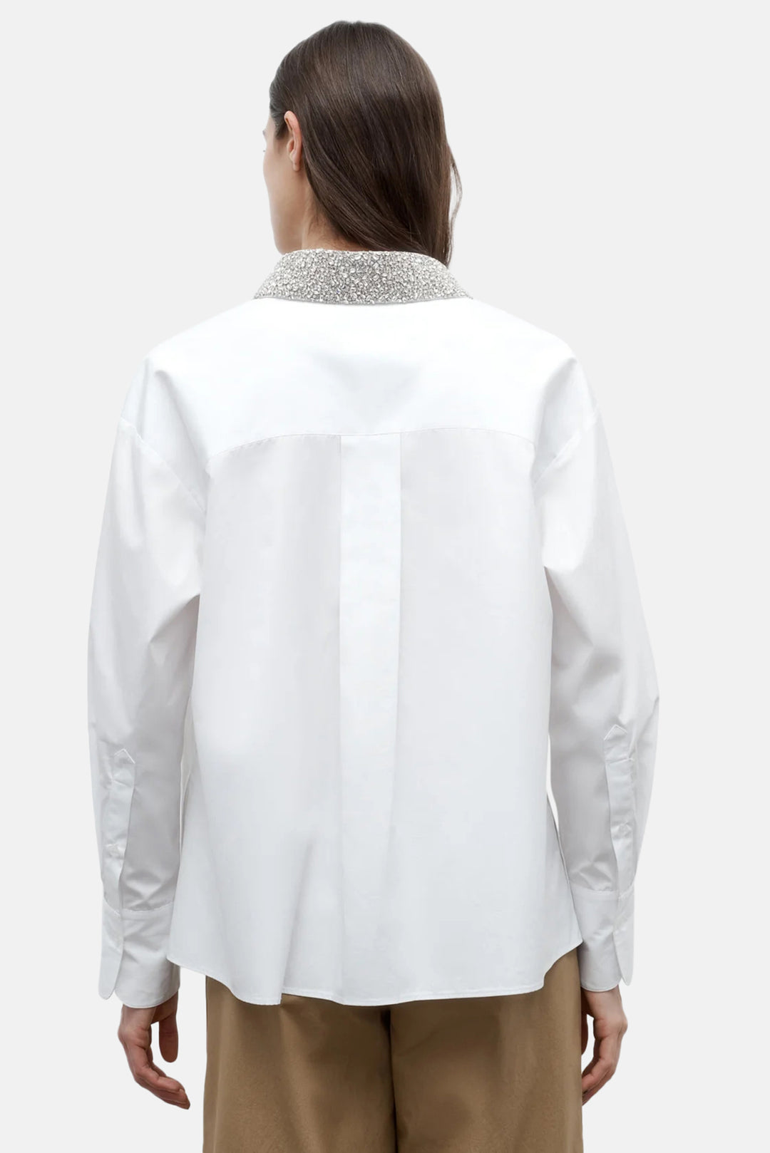 E.B. with Crystal Collar Shirt White