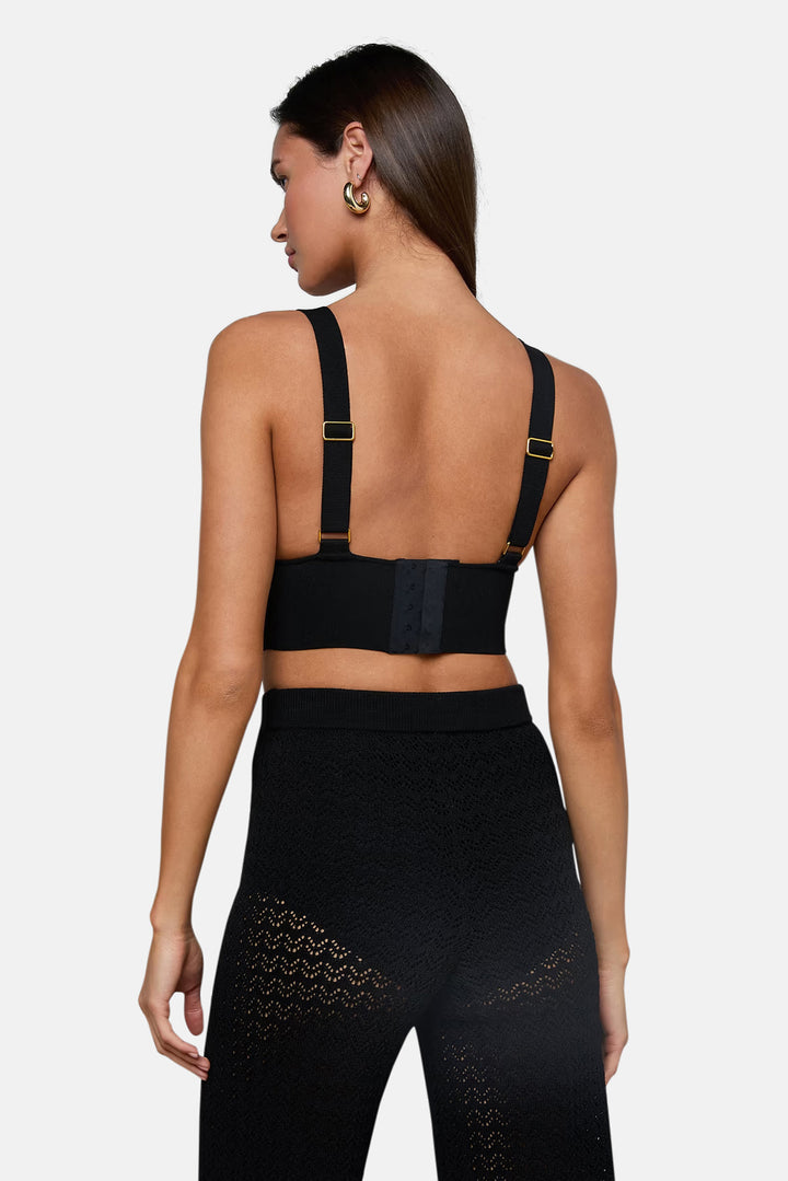 Reverie Pointelle Knit Bralette Black