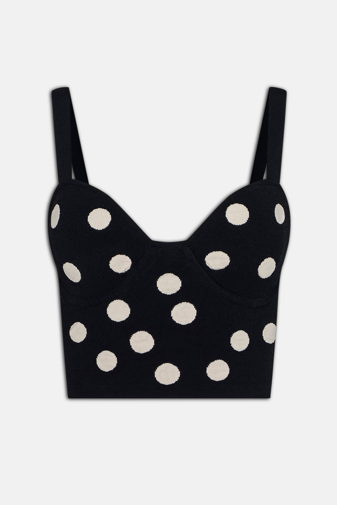 Tula Knit Bra Top Black/Ecru Polka Dot