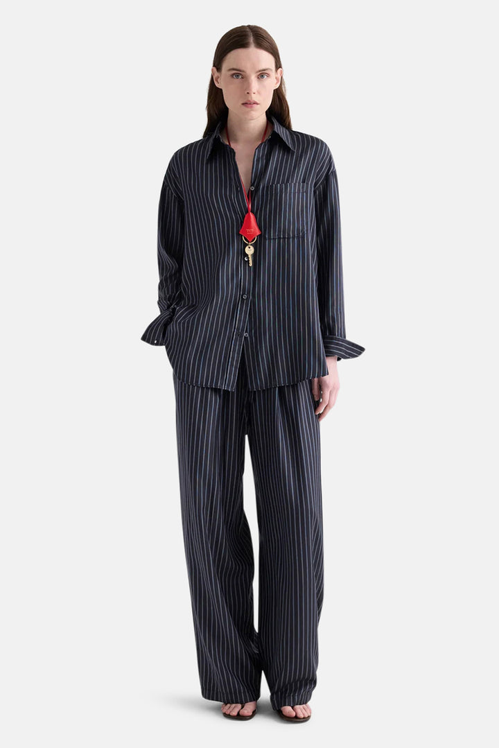 Big Joe Shirt in Silk Blue Nights / Turkish Coffee