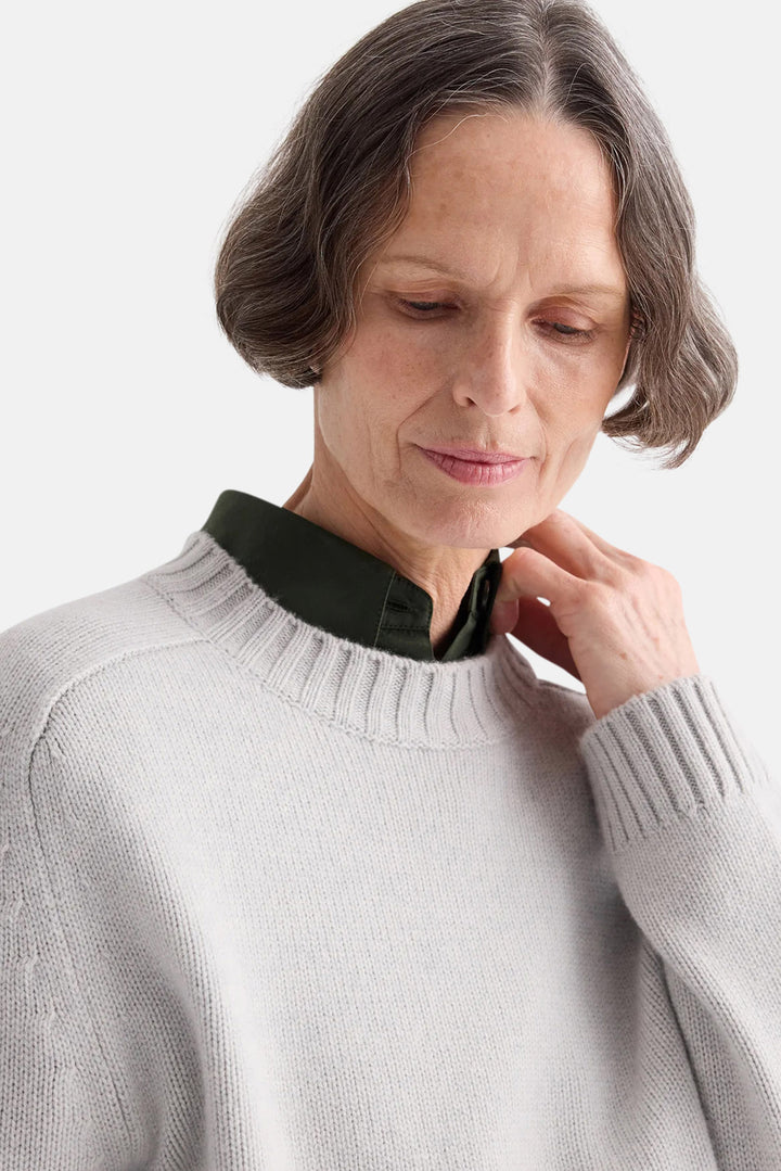 New Jill Crewneck Sweater in Italian Cashmere Pumice