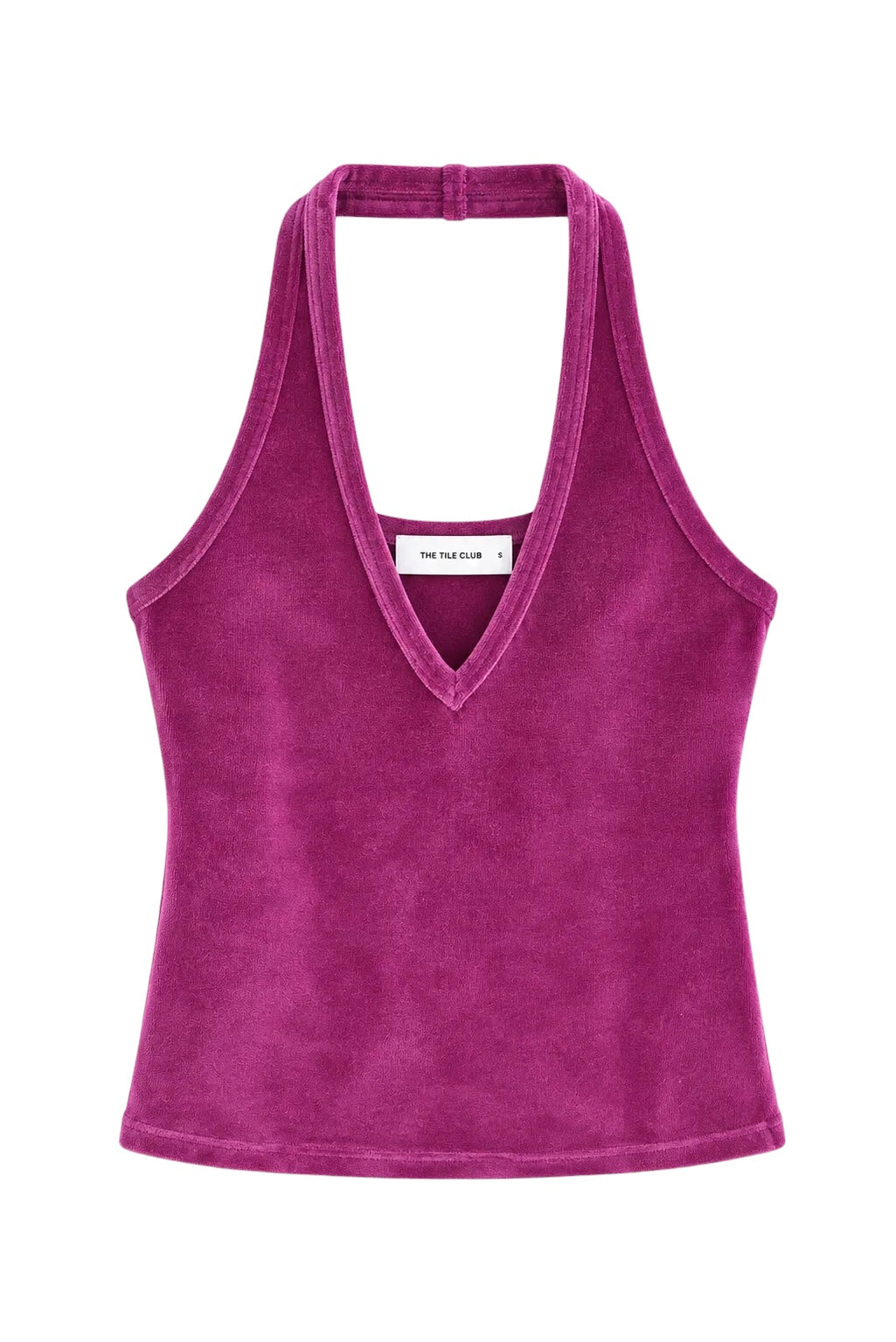 Halle Velour Halter Top Plum