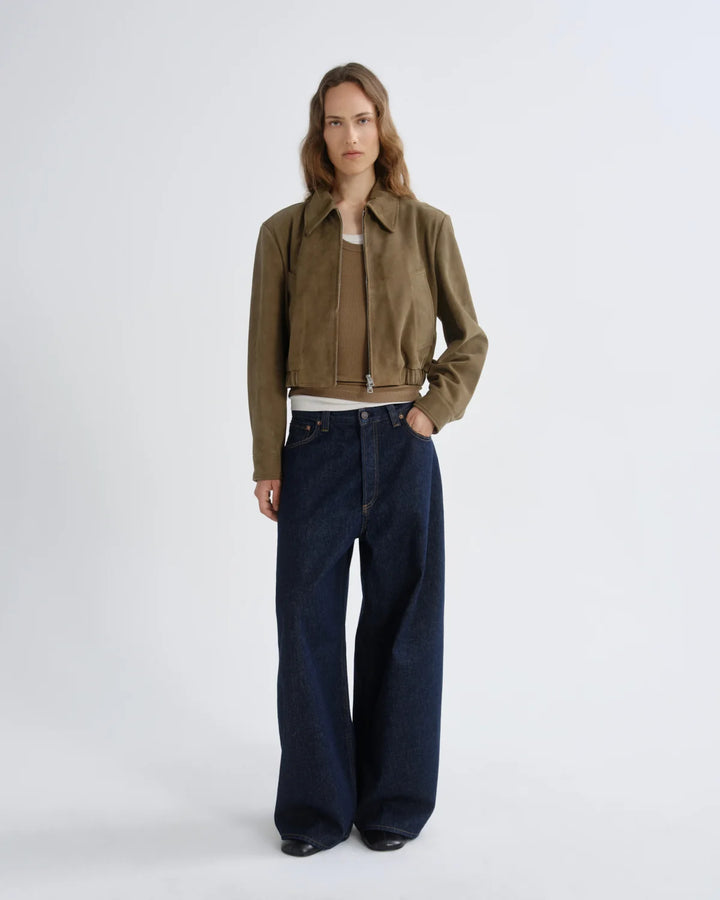 Nahla Cropped Suede Jacket in Canopy