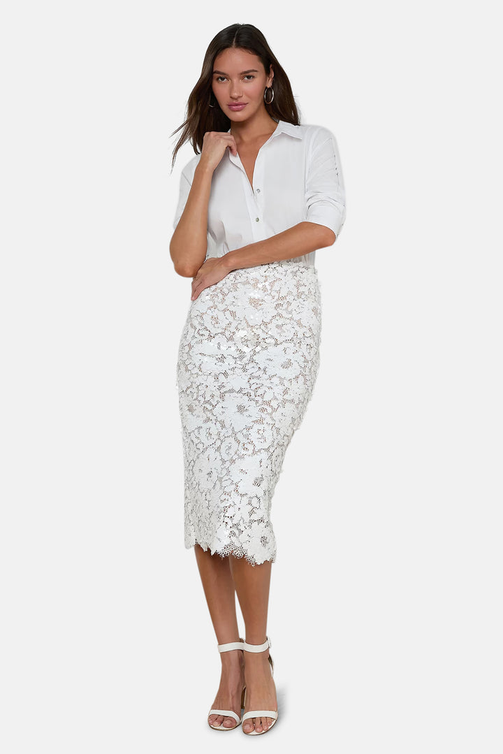 Makena Sequin Pencil Skirt White