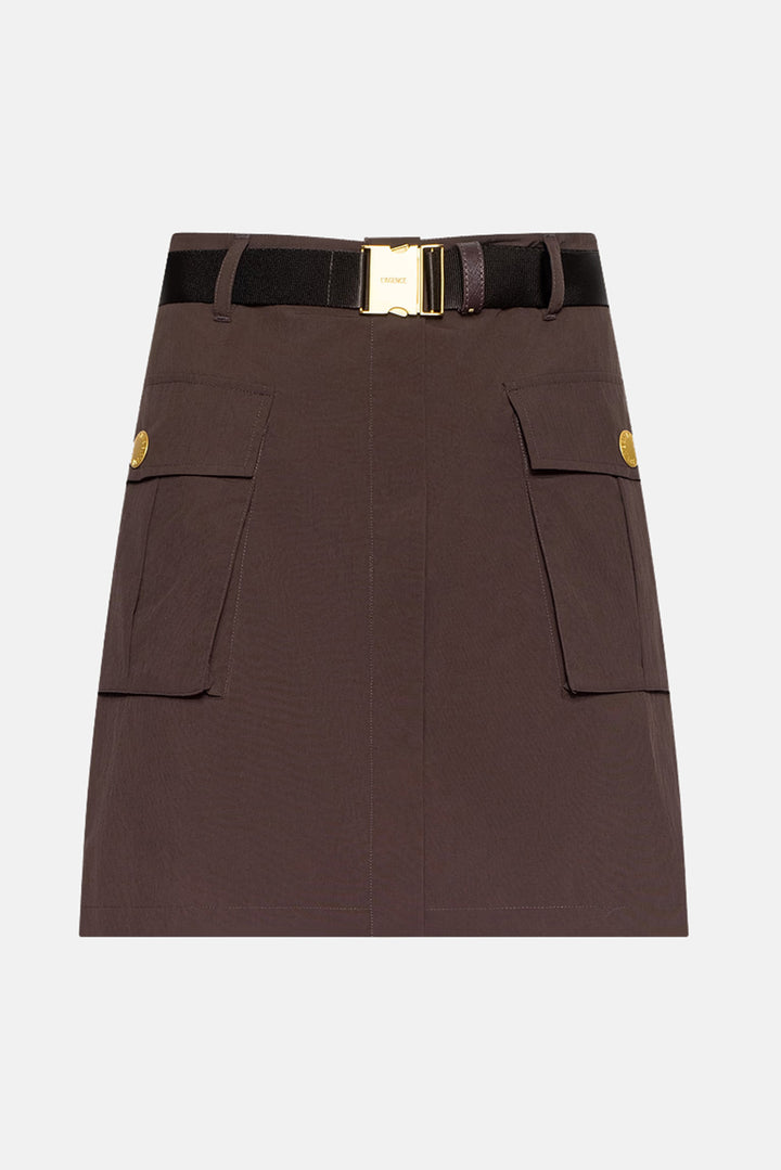 Norene Nylon Mini Skirt Dark Java
