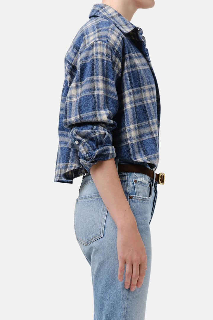 Ana Cropped Shirt in Marina Plaid