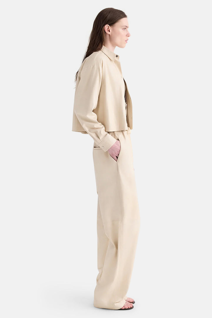 Leather LP Pant in Creme Brulee