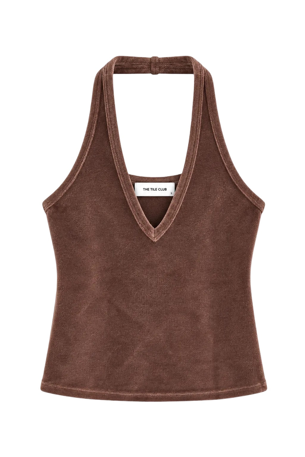Halle Velour Halter Top Brown