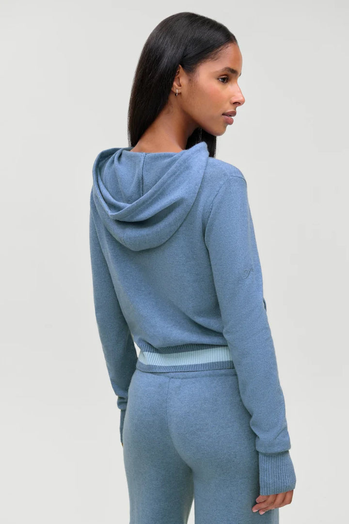 Topanga Cashmere Zip Up Hoodie Blue Lake