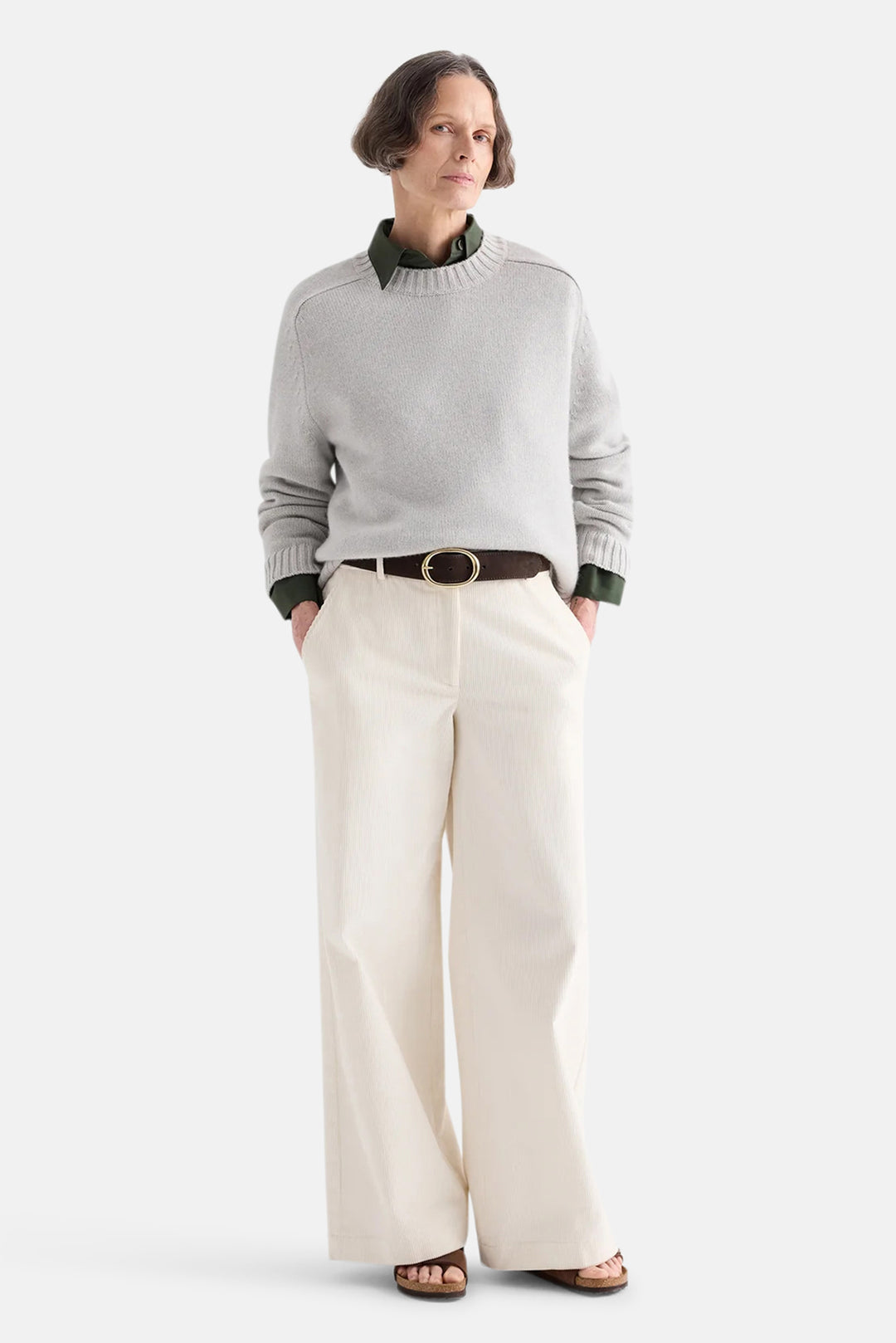 New Jill Crewneck Sweater in Italian Cashmere Pumice