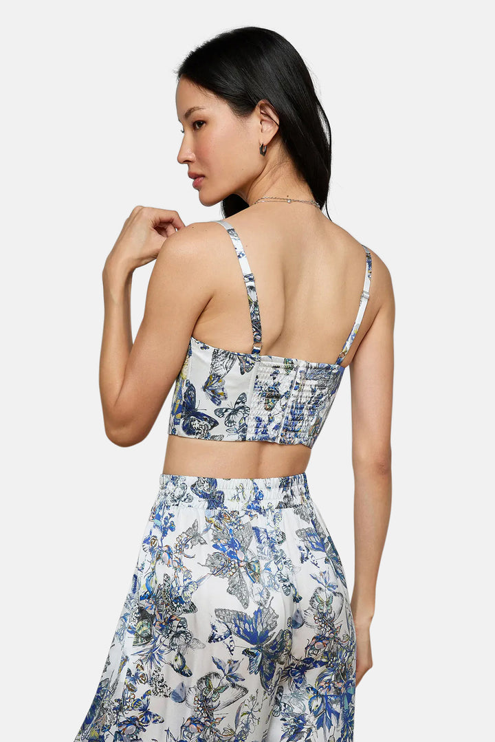 Sonya Silk Bustier Grey Multi Watercolor Butterfly