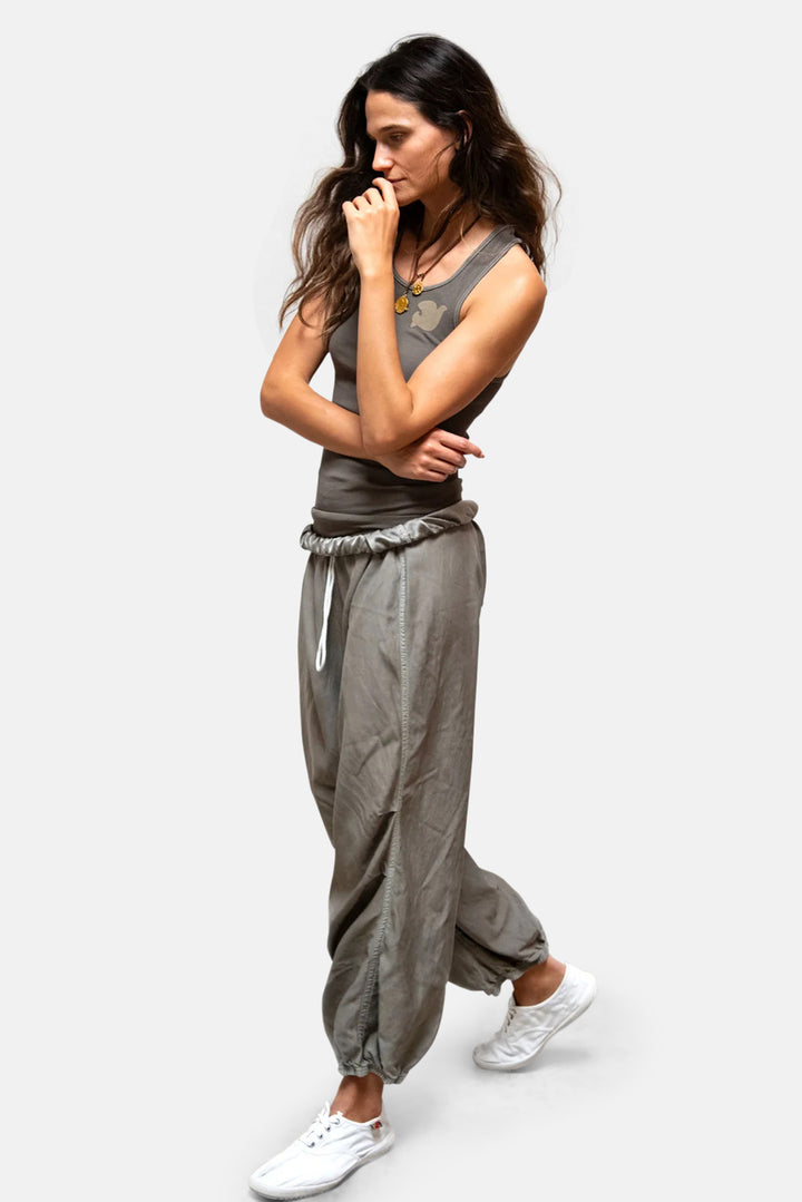 Matte/Satin Loose Drawcord Biggy Pant - Mud